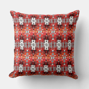 Rapport of strokes with red, white, salmon traces throw pillow