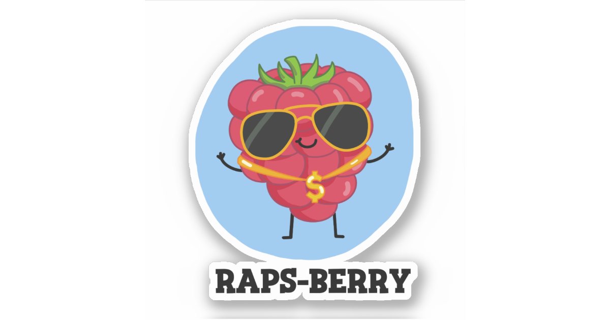 Raps-berry Funny Rapper Raspberry Pun Sticker | Zazzle