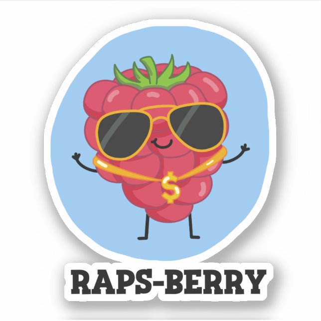 Raps-berry Funny Rapper Raspberry Pun Sticker (Front)