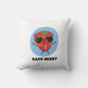 Raps-berry Funny Rapper Raspberry Pun Throw Pillow