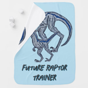 Raptor dinosaur Baby Boy Girl Blue Blanket Infant