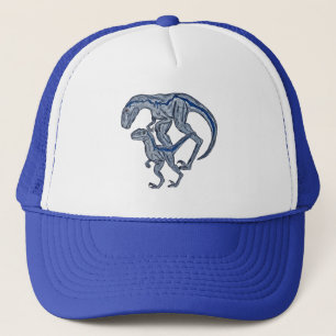 Raptor dinosaur baseball trucker blue hat