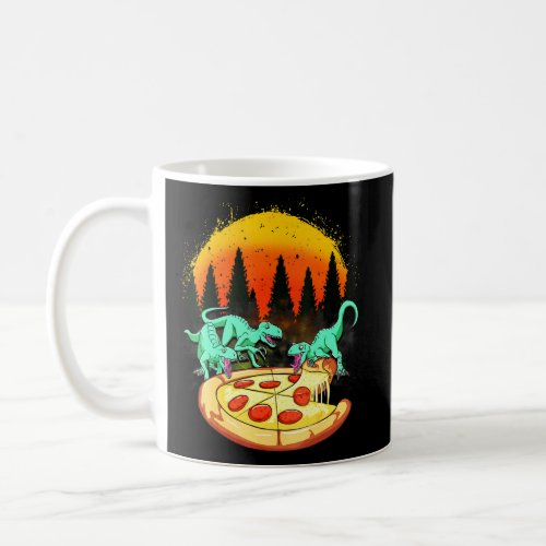 Raptor Dinosaur Eating Pizza  Coffee Mug