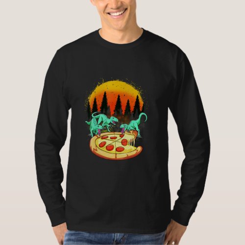 Raptor Dinosaur Eating Pizza  T_Shirt