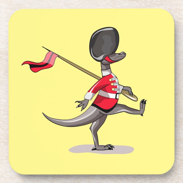 Raptor Dressed As A British Guard. Beverage Coaster (Front)