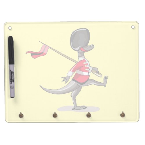 Raptor Dressed As A British Guard Dry Erase Board With Keychain Holder