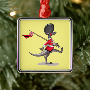 Raptor Dressed As A British Guard. Metal Ornament