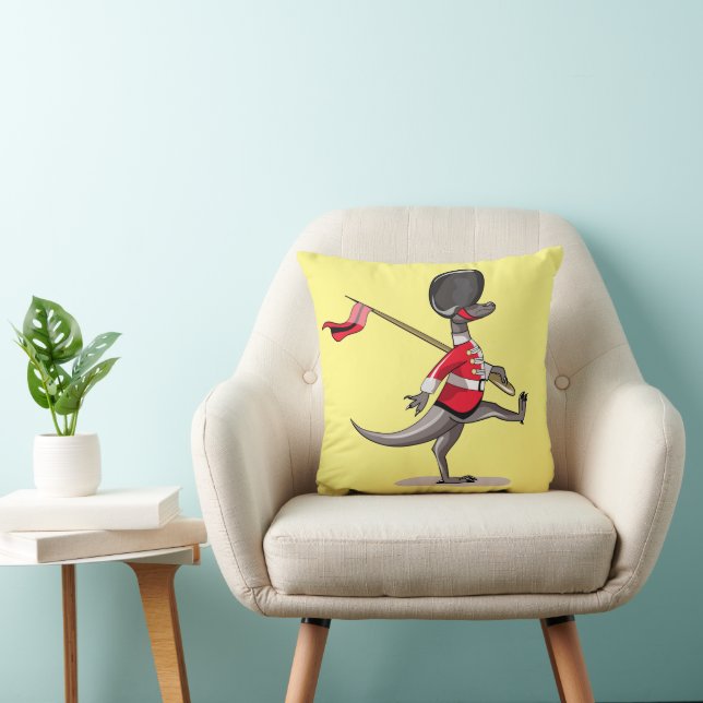 Raptor Dressed As A British Guard. Throw Pillow (Chair)