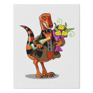 Raptor Holding Bottle Of Sparkling Wine & Flowers Faux Canvas Print