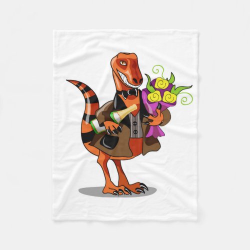 Raptor Holding Bottle Of Sparkling Wine  Flowers Fleece Blanket