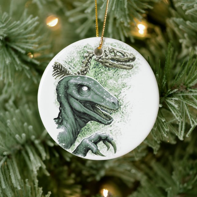 Raptor in Green Ceramic Ornament (Tree)