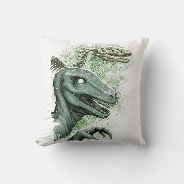 Raptor in Green Throw Pillow (Front)