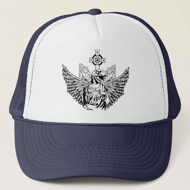 Raptor Jesus Loves You Trucker Hat (Front)