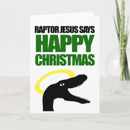 Raptor Jesus says Happy Christmas Holiday Card