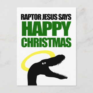 Raptor Jesus says Happy Christmas Holiday Postcard