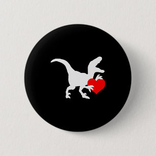 Raptor Love Valentines Day Gift Dino Raptor Heart Button