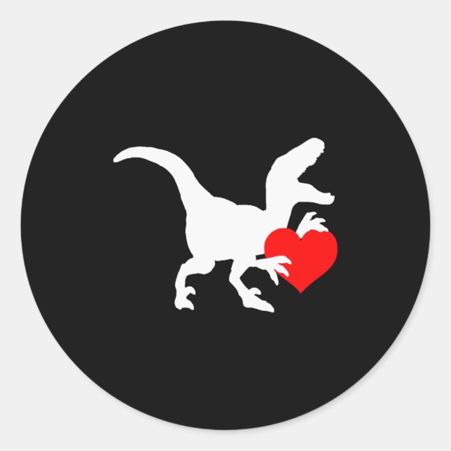 Raptor Love Valentines Day Gift Dino Raptor Heart  Classic Round Sticker (Front)