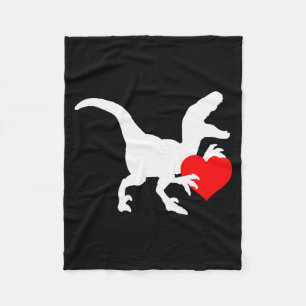 Raptor Love Valentines Day Gift Dino Raptor Heart  Fleece Blanket