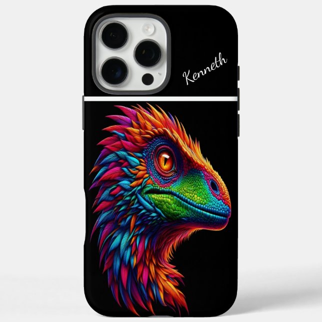 Raptor Rainbow Dino Portrait Case-Mate iPhone Case (Back)