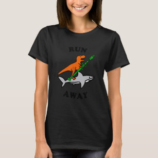 Raptor With A Rocket Launcher Riding A Shark Meme  T-Shirt