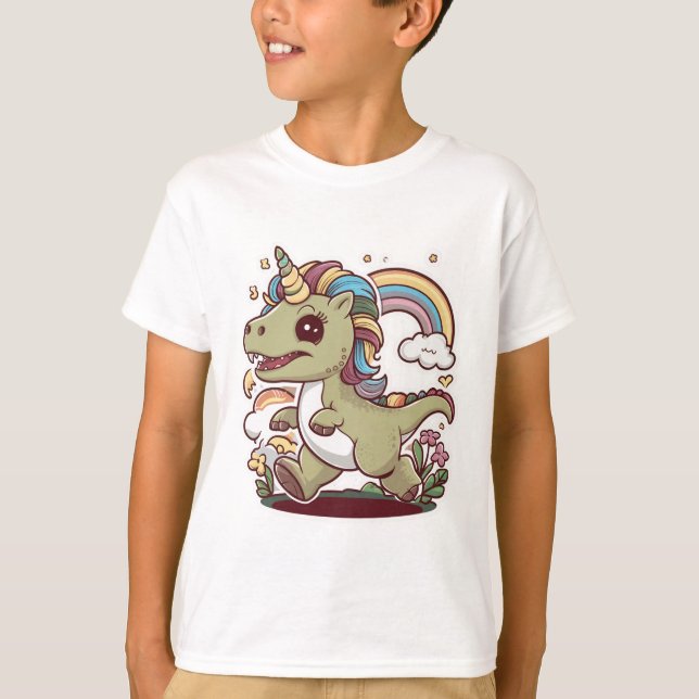 Raptoricorn Funny Velociraptor Unicorn Mashup Dino T-Shirt (Front)