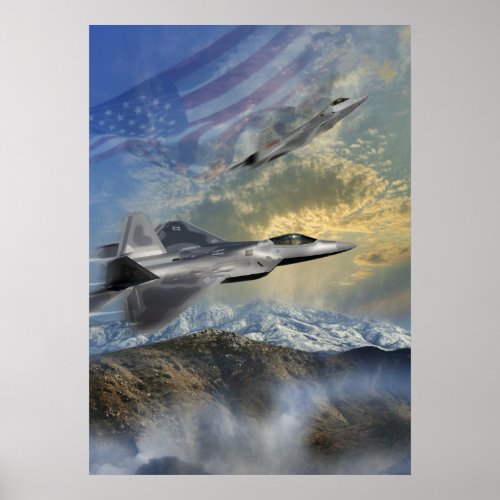 RAPTORS OVER AMERICA F22 JET POSTER