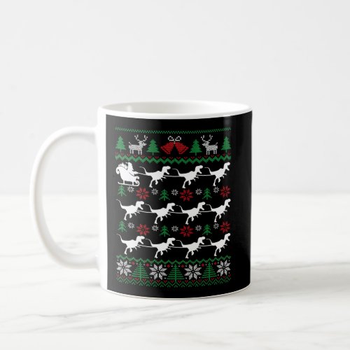 Raptors Pulling Santa Dinosaur Christmas Coffee Mug