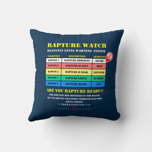 Rapture Alert Levels Throw Pillow (Back)