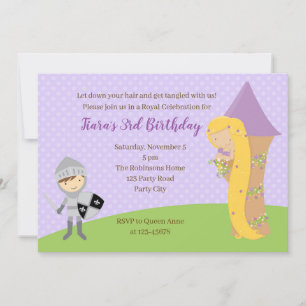 Rapunzel Birthday Invitation Knight Tower Twins