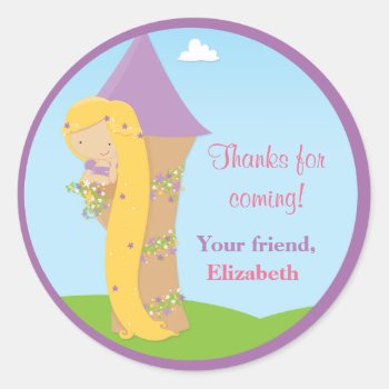 Rapunzel Birthday Party Classic Round Sticker by eventfulcards at Zazzle