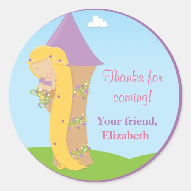 Rapunzel Birthday Party Classic Round Sticker (Front)