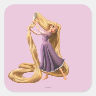 Rapunzel Brushing Hair 2 Square Sticker