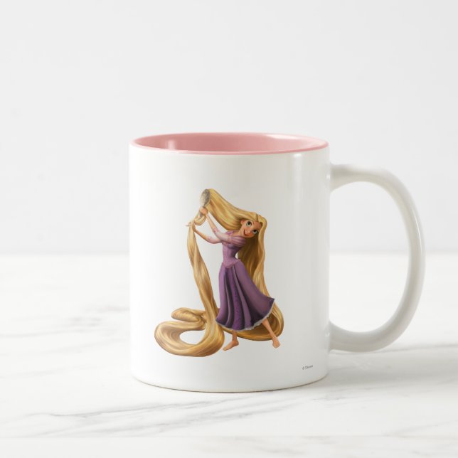 Rapunzel Brushing Hair 2 Two-Tone Coffee Mug (Right)