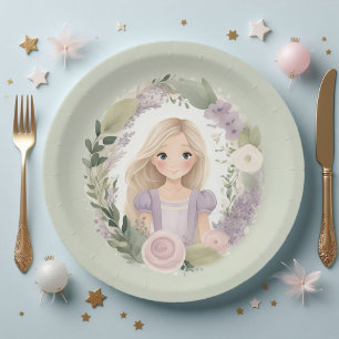 Rapunzel Fairy Tale Princess Art Paper Plates