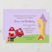 Rapunzel & Firefighter Birthday Invitation (Front/Back)