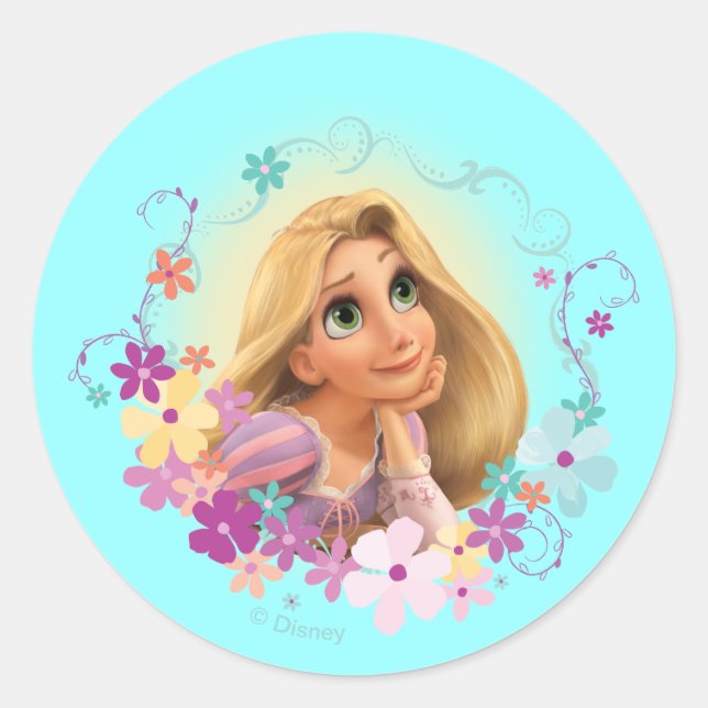 Rapunzel Flower Frame Classic Round Sticker (Front)