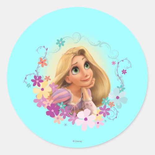 Rapunzel Flower Frame Classic Round Sticker