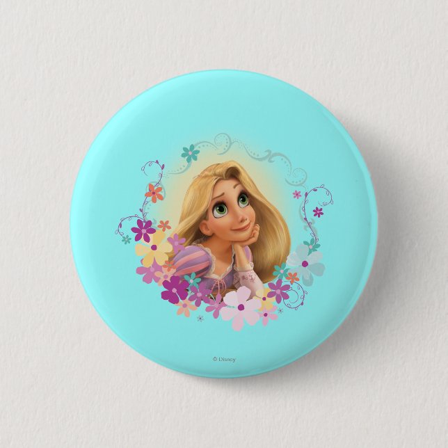 Rapunzel Flower Frame Pinback Button (Front)
