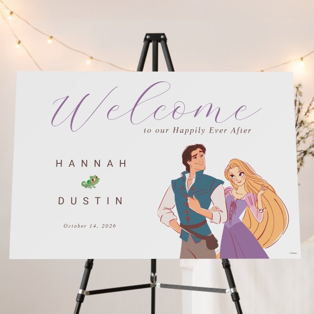 Rapunzel & Flynn Happily Ever After Wedding Sign (In Situ (Stand))