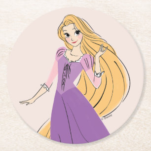 Rapunzel in Motion Round Paper Coaster