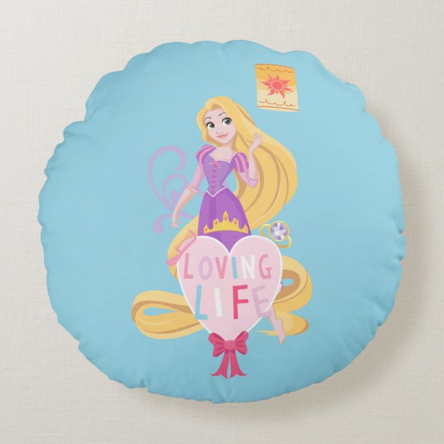 Rapunzel | Loving Life Round Pillow (Front)