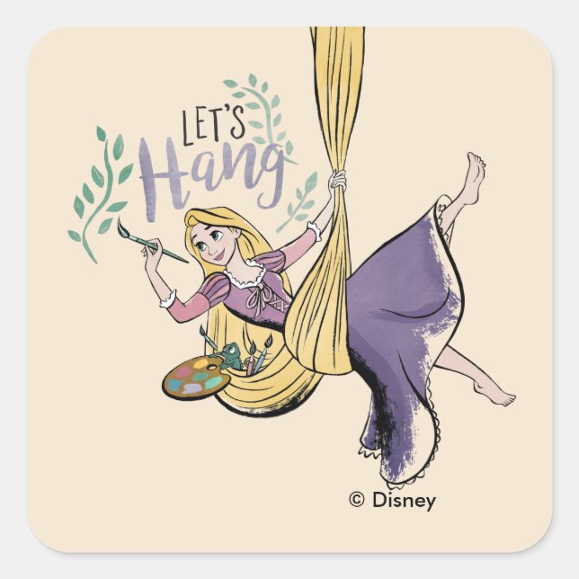 Rapunzel Painting "Let's Hang" Square Sticker (Front)