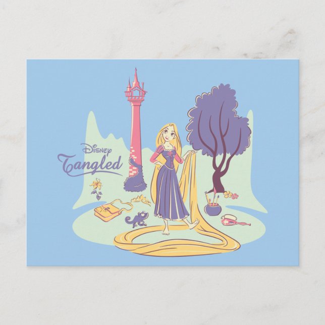 Rapunzel & Pascal in Pretty Pastels Postcard (Front)