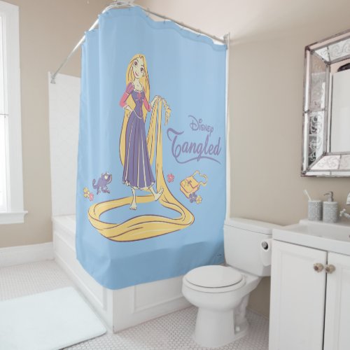 Rapunzel  Pascal Purple Pastels Shower Curtain