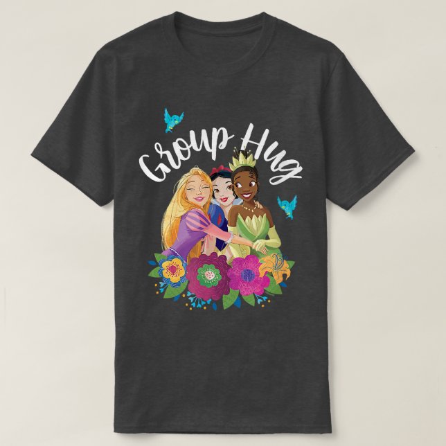 Rapunzel, Snow White, Tiana Group Hug  T-Shirt (Design Front)