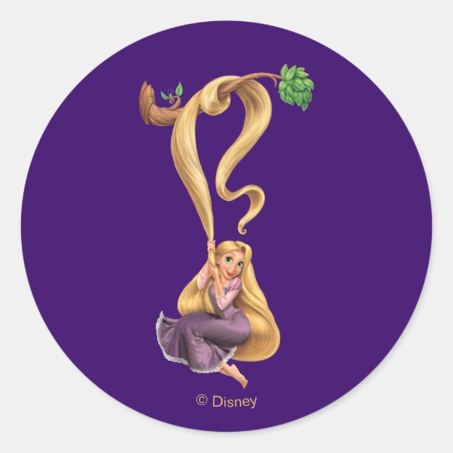 Rapunzel Swinging from Branch 2 Classic Round Sticker (Front)