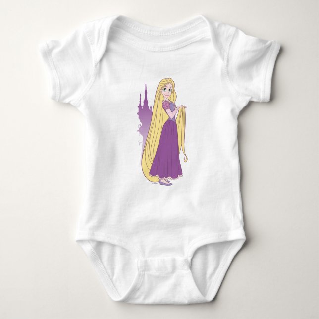 Rapunzel & Tower Graphic Baby Bodysuit (Front)