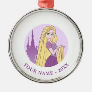 Rapunzel & Tower Graphic Metal Ornament