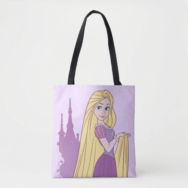 Rapunzel & Tower Graphic Tote Bag (Front)