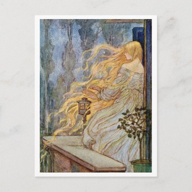 Rapunzel Vintage Illustration Postcard (Front)